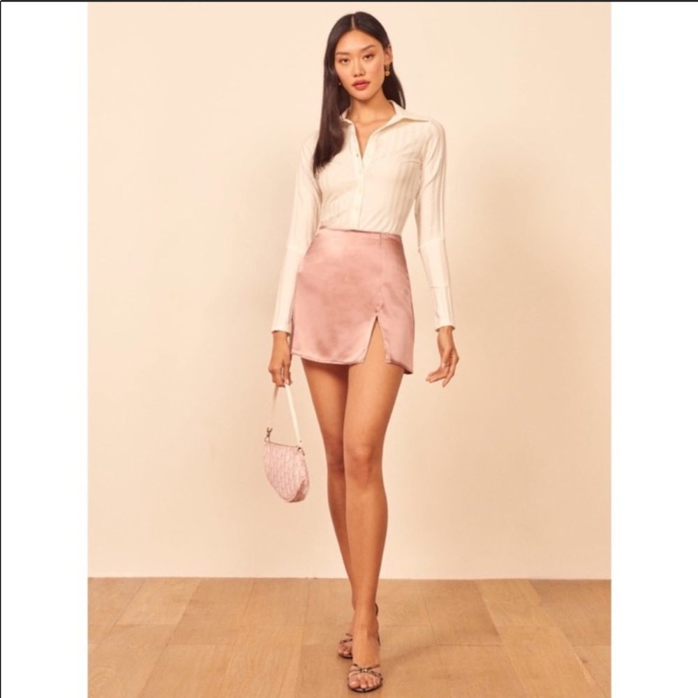 Reformation Robbie silk skirt in blush sz 0, NWT